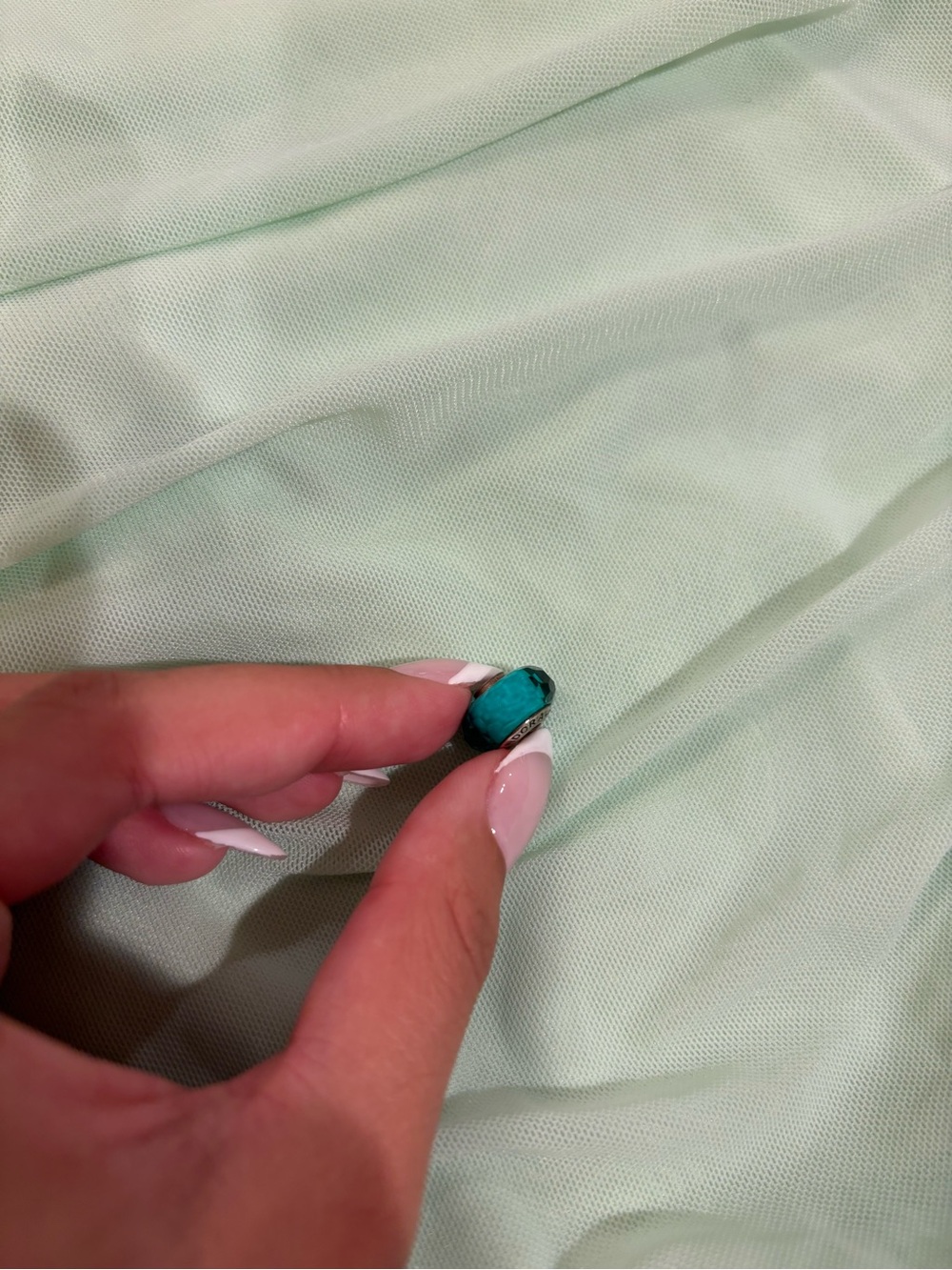 Pandora Teal Murano Glass Charm with Silver Accents